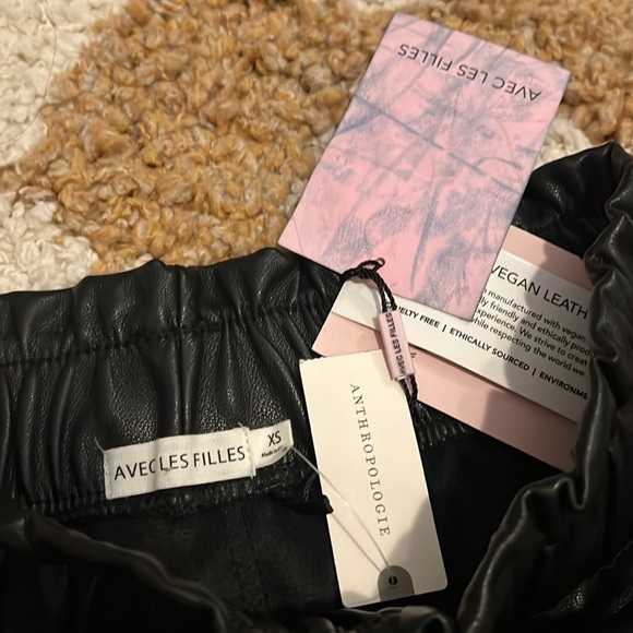 Avec Les Filles Anthropologie Vegan Leather Wide Leg Trousers XS/S - Picture 8 of 10